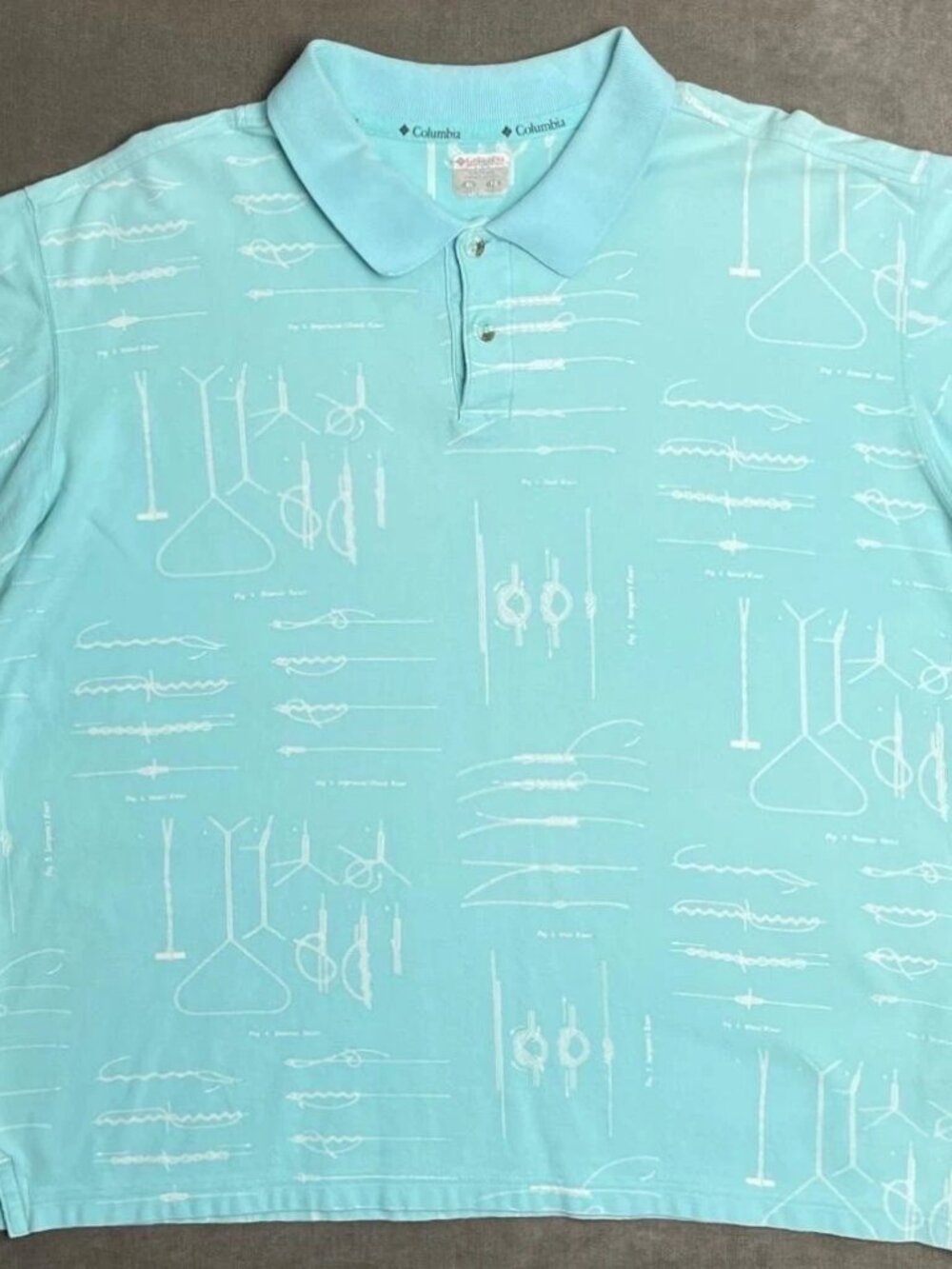 Columbia Knots Blue Polo Shirt Short Sleeve Mens XL